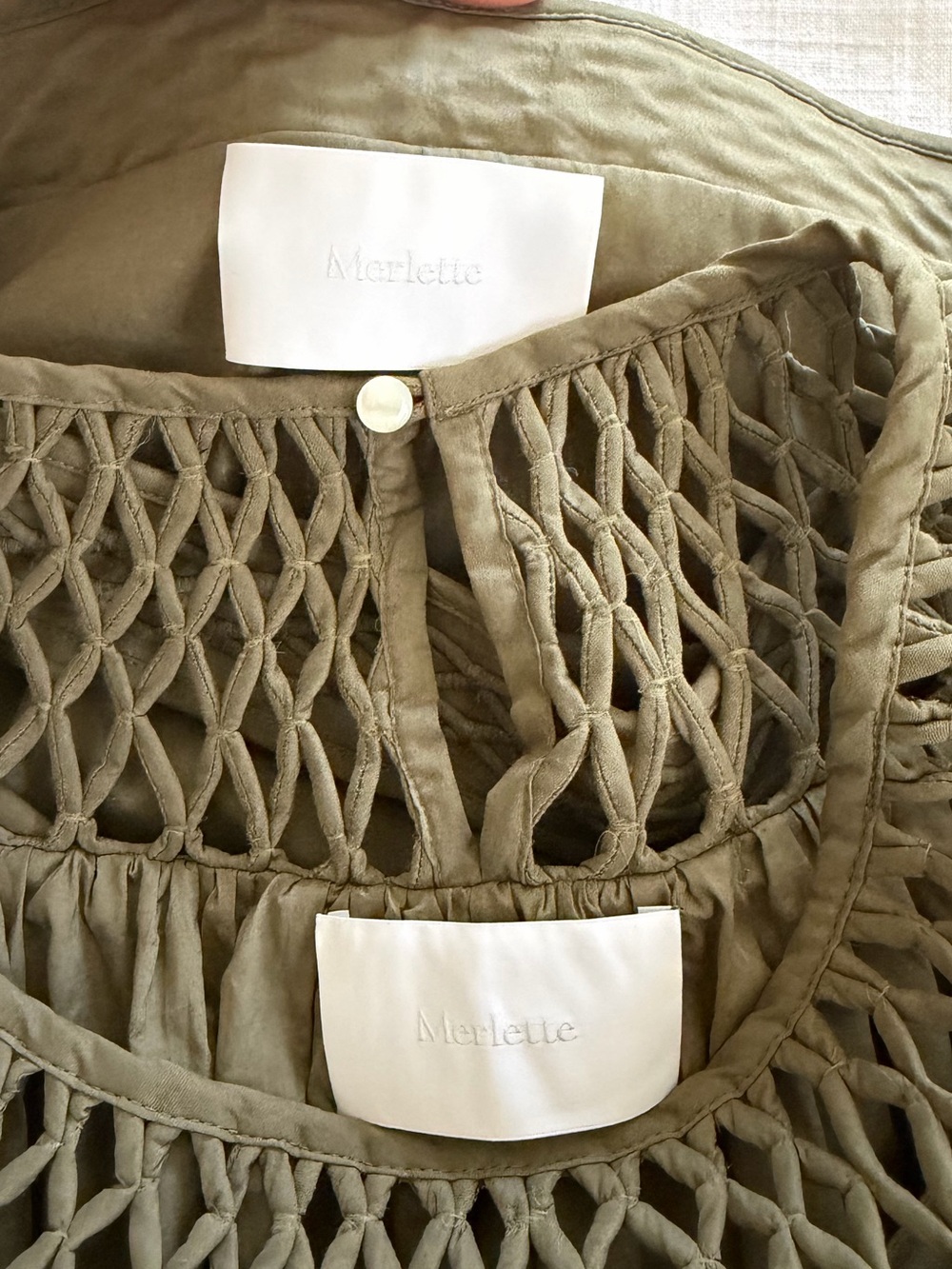 Merlette Set Bonnier Blouse and Lynnton Pleated Midi Skirt Olive Green Size 8/M - Picture 8 of 15